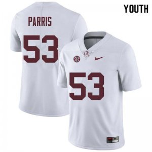 NCAA Youth Alabama Crimson Tide #53 Ryan Parris Stitched College Nike Authentic White Football Jersey RE17V76UC